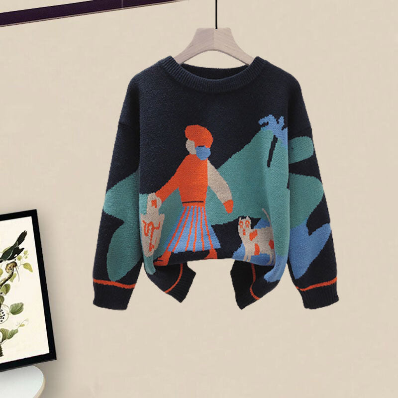 Cozy Plus Size Two-Piece: Viral Loungewear Set with Chunky Knit & Skirt