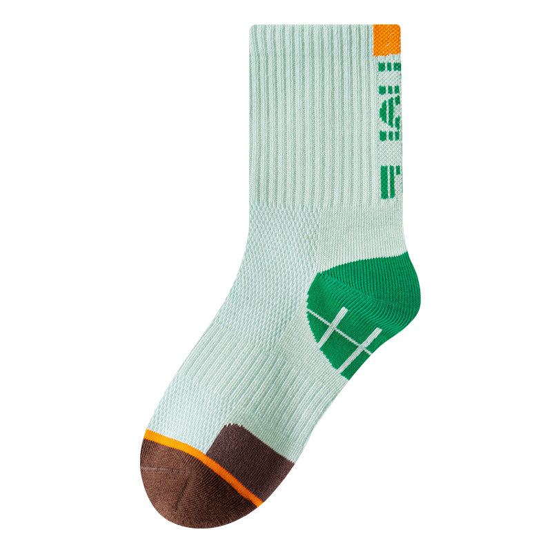 Boys Sports Socks Spring Summer Boys Boneless Breathable Mesh Socks Middle School Older Boys Student Medium Cotton Socks