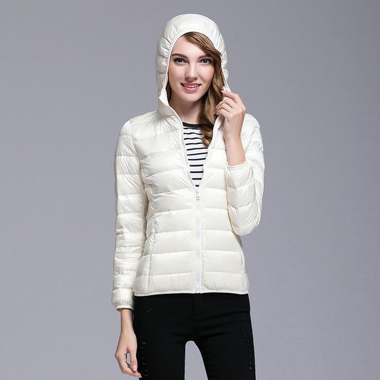 New Light Down Jacket Women's White Duck Down Hooded Down Jacket Women's Short Coat