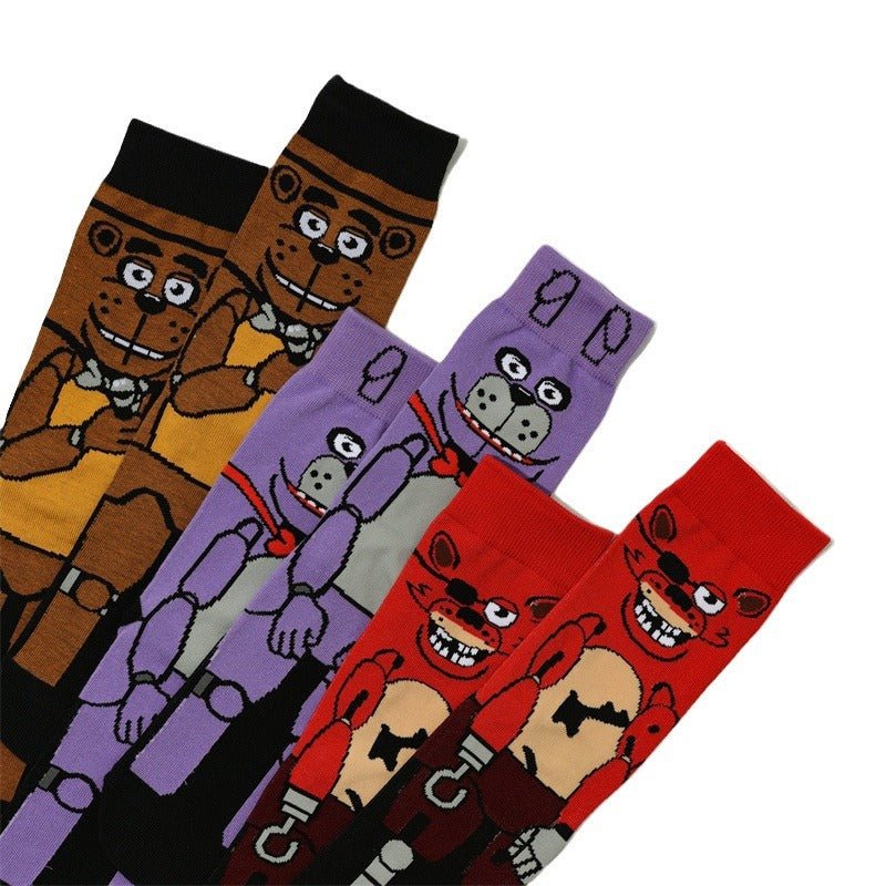 Male Cartoon Animation Cotton Socks Sports Female Robot Dog Casual Medium Tube Men's Socks Comic Socks-5PRS