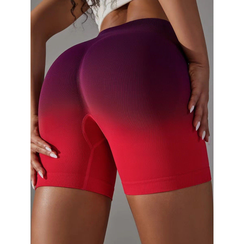 Seamless Yoga Pants Set | Peach Nude Gradual Change Booty Lift | 4-Way Stretch Sports Shorts | Eco-Friendly 3D Knit