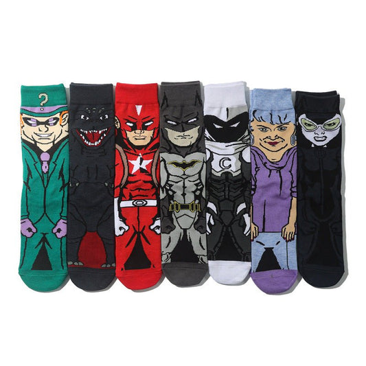 Cotton Men's Medium Tube Cartoon Sock Anime Women's Movie Socks Daredevil Socks Long Tube Tide Socks-5PRS