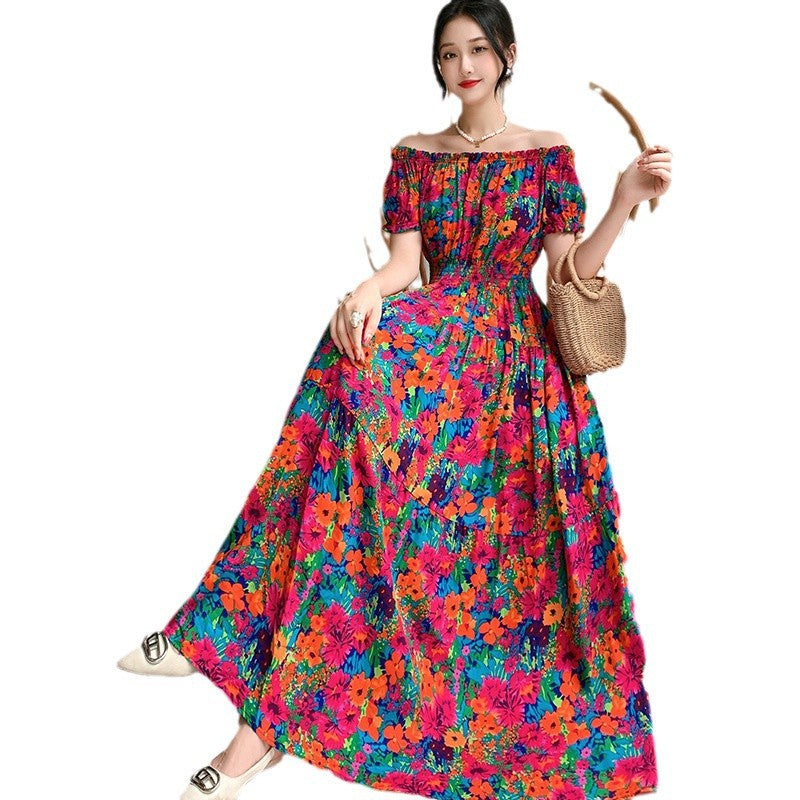 Prairie Dream Dress: Tiered Cotton Maxi - Cold Shoulder & Smocked Waist