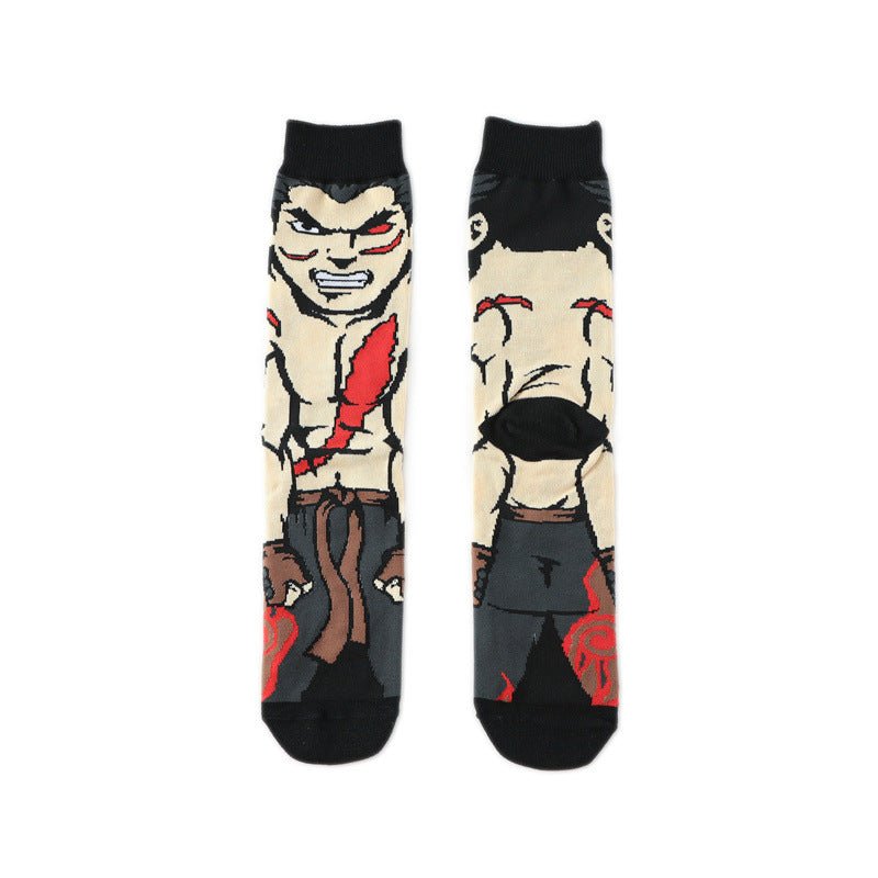 New Male Clown Medium Tube Cartoon Men's Socks Female Animation Socks Personalized Trend Skateboard Socks-5PRS