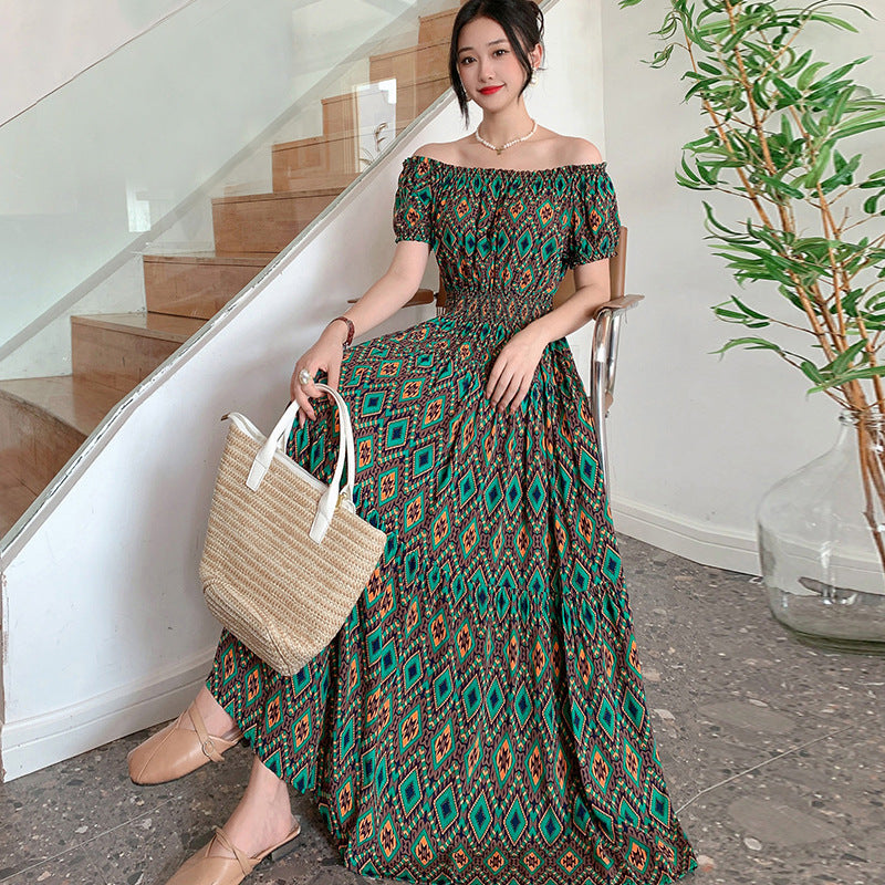Prairie Dream Dress: Tiered Cotton Maxi - Cold Shoulder & Smocked Waist