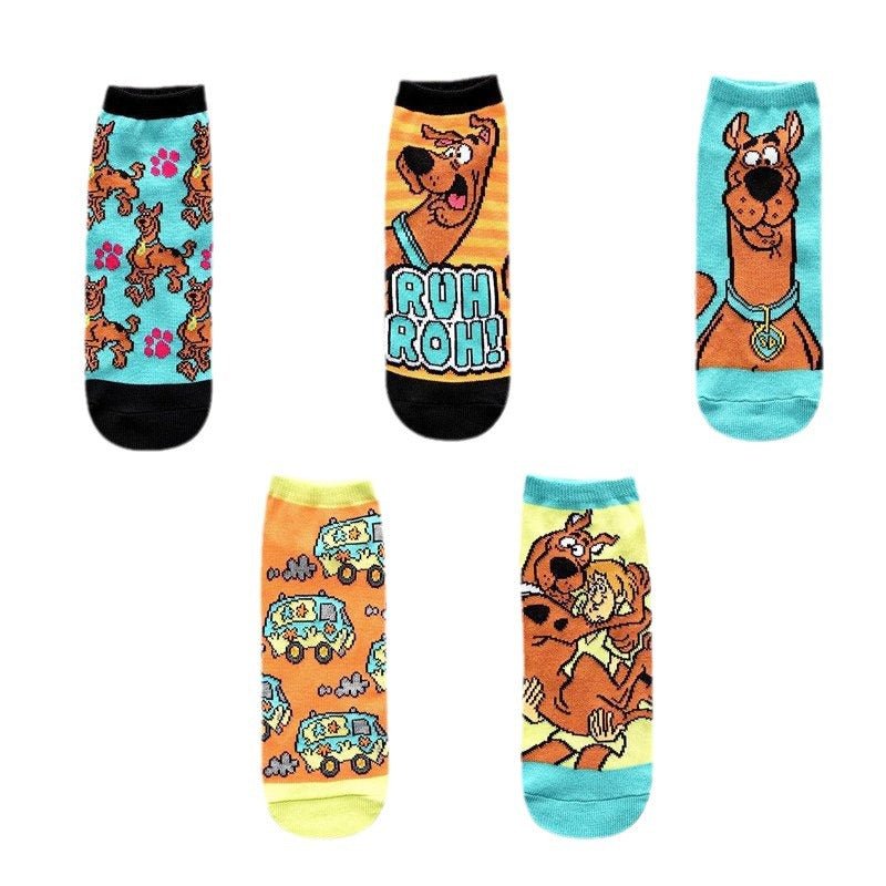 Men's Four Seasons Popular Scooby Doo Tide Socks Wholesale Socks Cartoon Cotton Women's Cotton Socks Boat Socks-5PRS