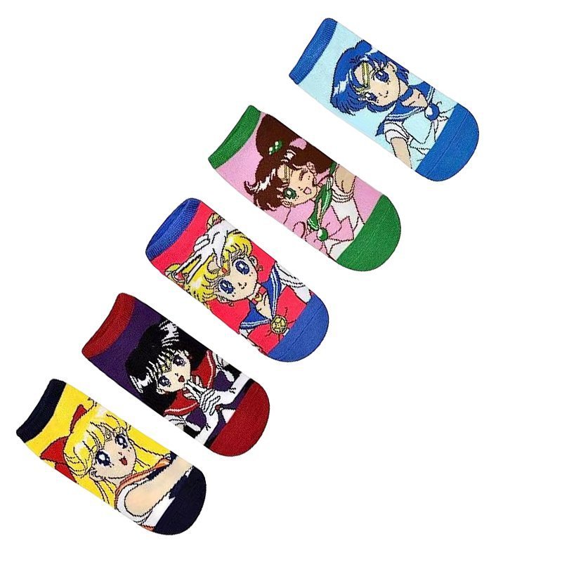 Four Seasons Sailor Moon Tide Socks Short Socks Cotton Cute Ladies Cotton Socks Boat Socks-5PRS