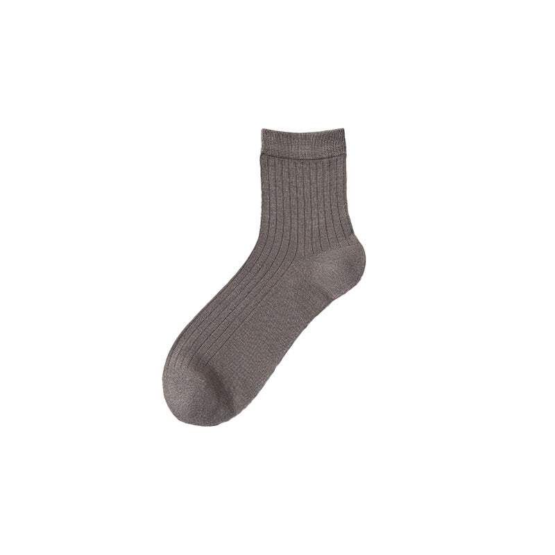 Men's Mulberry Silk Medium Tube Socks Boneless Solid Color Casual Business Socks Spring and Summer Light and Breathable Medium Tube Socks