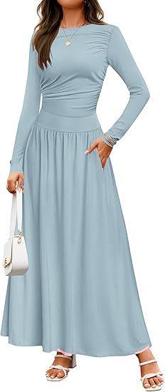 Sculptural Rib Knit Dress | Crew Neck & Pleat Pockets | Coffee Date Loungewear