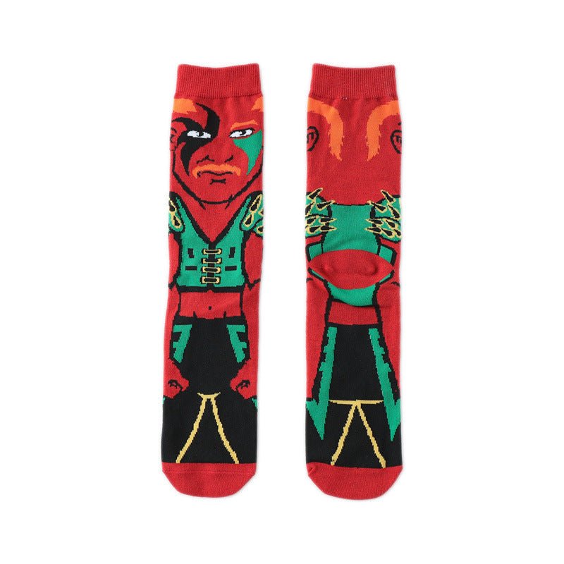 New Male Clown Medium Tube Cartoon Men's Socks Female Animation Socks Personalized Trend Skateboard Socks-5PRS