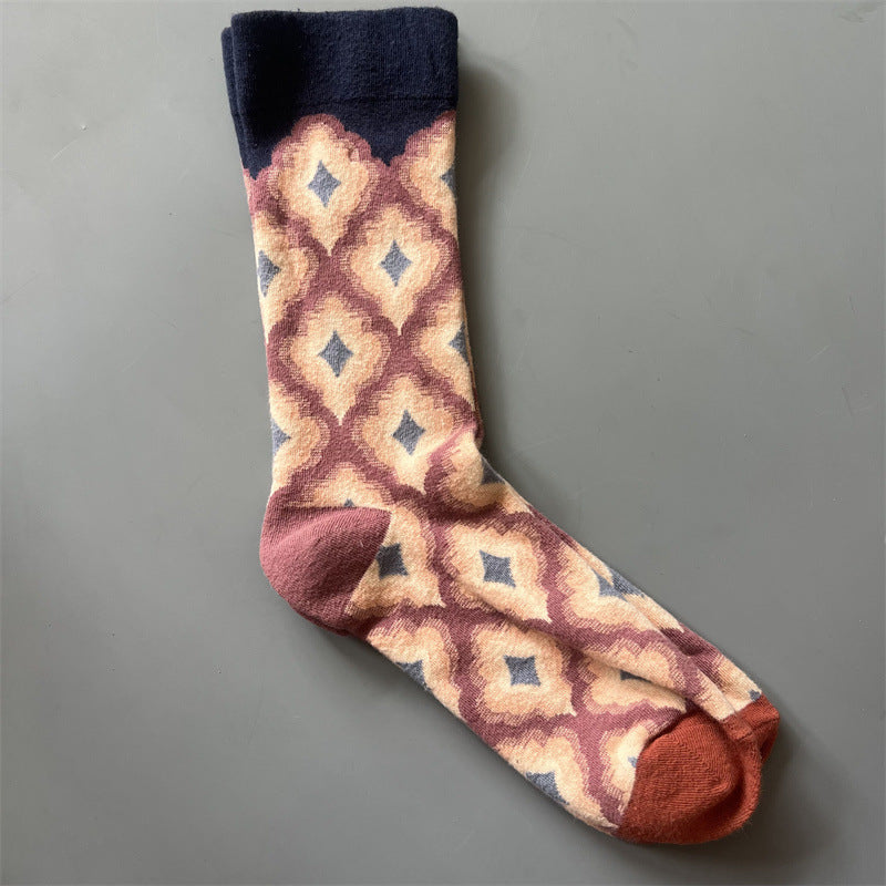 New Product Mid Calf Socks Women Oil Painting Socks Niche Fun Literary and Artistic Color Socks