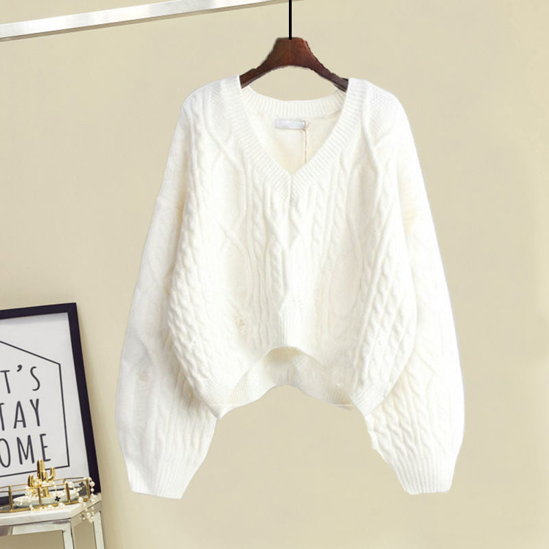 Cozy Plus Size Two-Piece: Viral Loungewear Set with Chunky Knit & Skirt