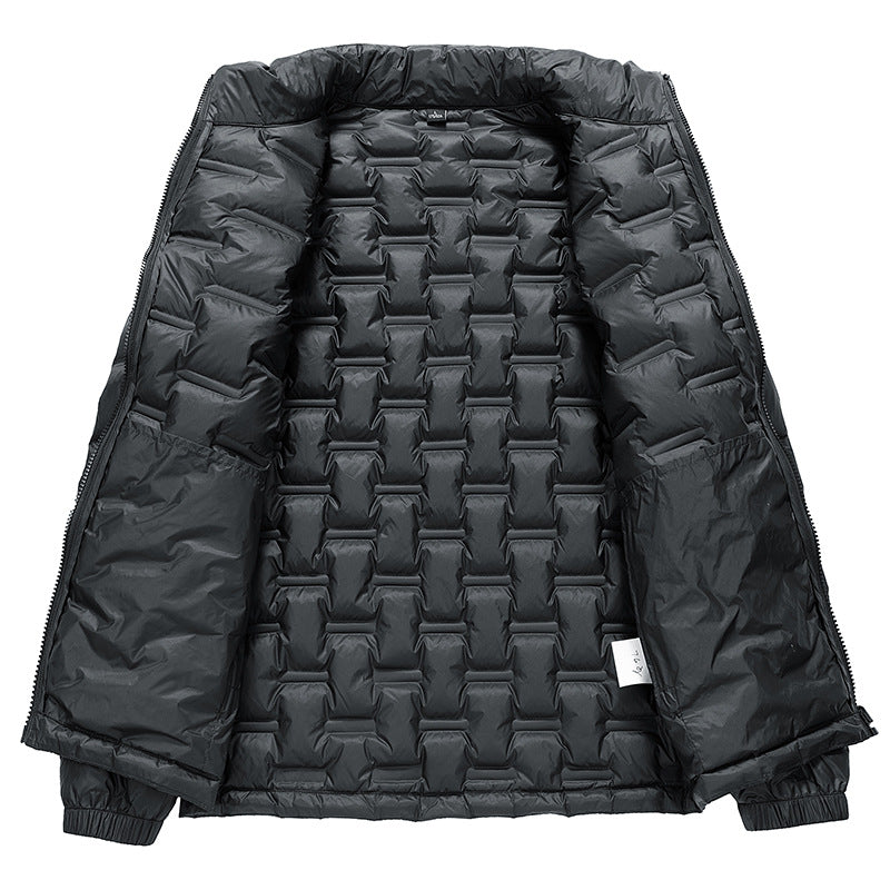Men's New Winter Down Jacket Solid Color Stand-up Collar Versatile Charging Down Light and Thin Inside Can Be Worn Outside Coat Men's Clothing