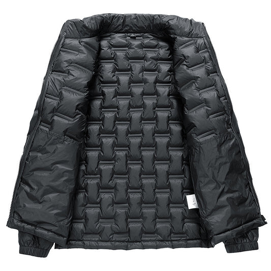 Men's New Winter Down Jacket Solid Color Stand-up Collar Versatile Charging Down Light and Thin Inside Can Be Worn Outside Coat Men's Clothing