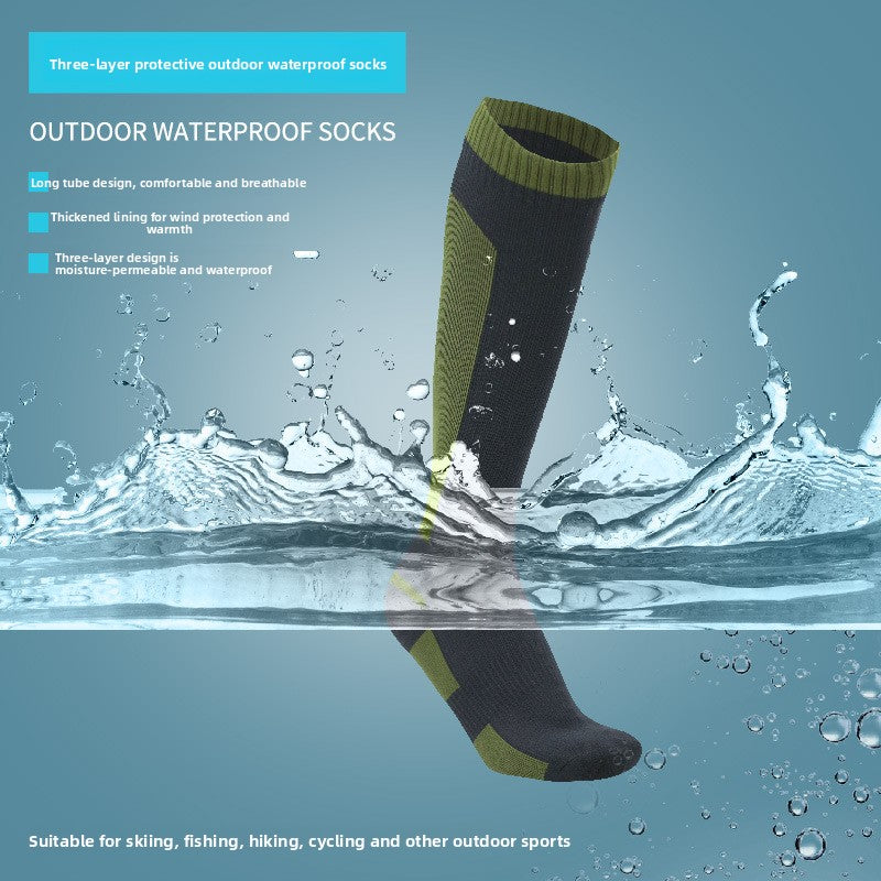 Waterproof Socks for Men and Women, Winter Skiing, Mountaineering, Wading, Warm and Breathable Hiking, Long Sports Socks