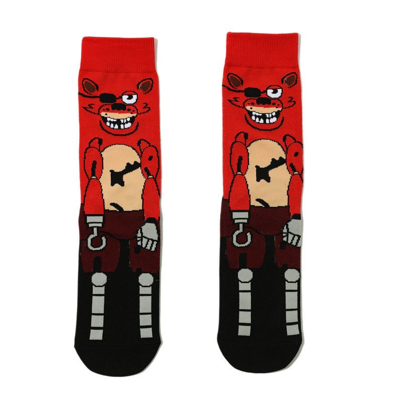 Male Cartoon Animation Cotton Socks Sports Female Robot Dog Casual Medium Tube Men's Socks Comic Socks-5PRS