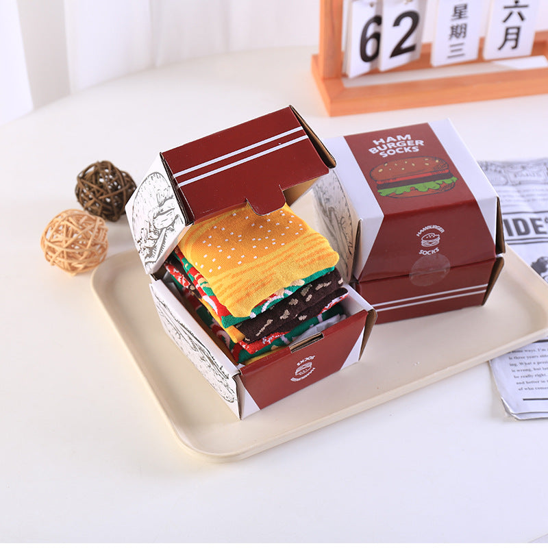 Hamburger Flower Socks Box Easter Stockings Prank Christmas Stockings Gift Teen Socks