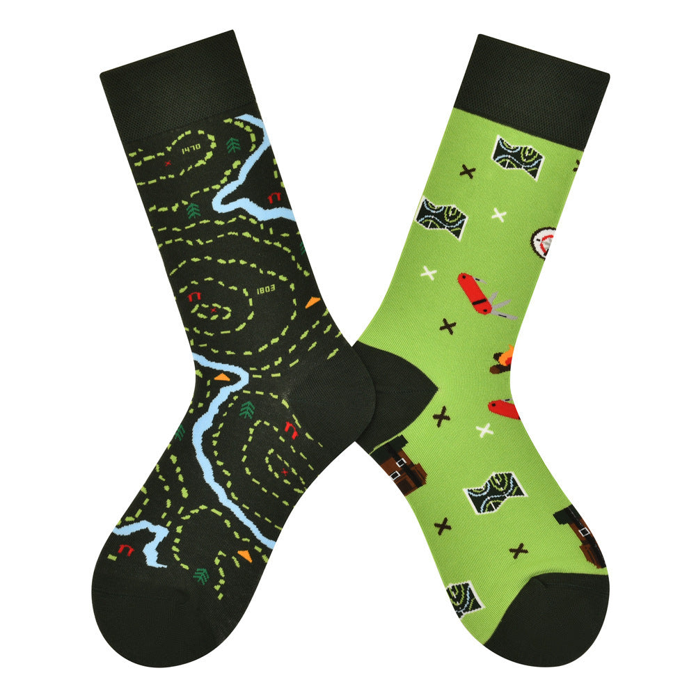 New Four Seasons Men's and Women's AB Original Design Asymmetrical Tide Socks Mandarin Duck Socks Street Tide Socks Cross-border