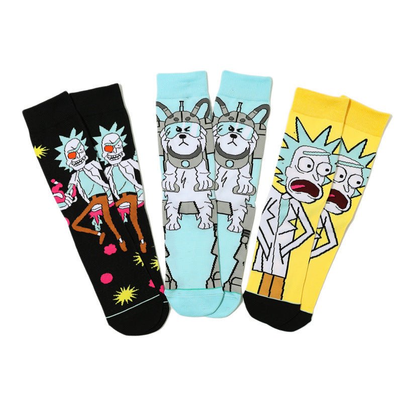 Men's Cotton Socks and Women's Animation Medium Tube Men's Socks Wholesale Medium Tube Couple Socks-5prs