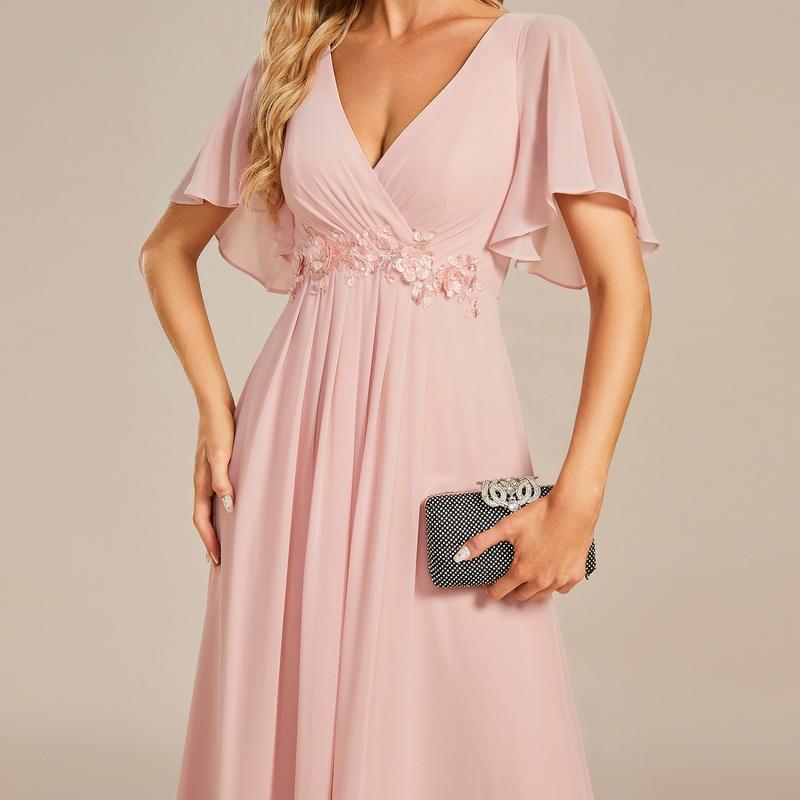 MatchSet Chiffon Dress | Draped Sleeve & Script Print | Sunset Stroll Romper