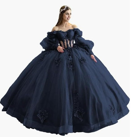 Floral One-Shoulder Tutu Dress with Bubble Sleeves - Spring Summer Elegant Party & Evening Wear