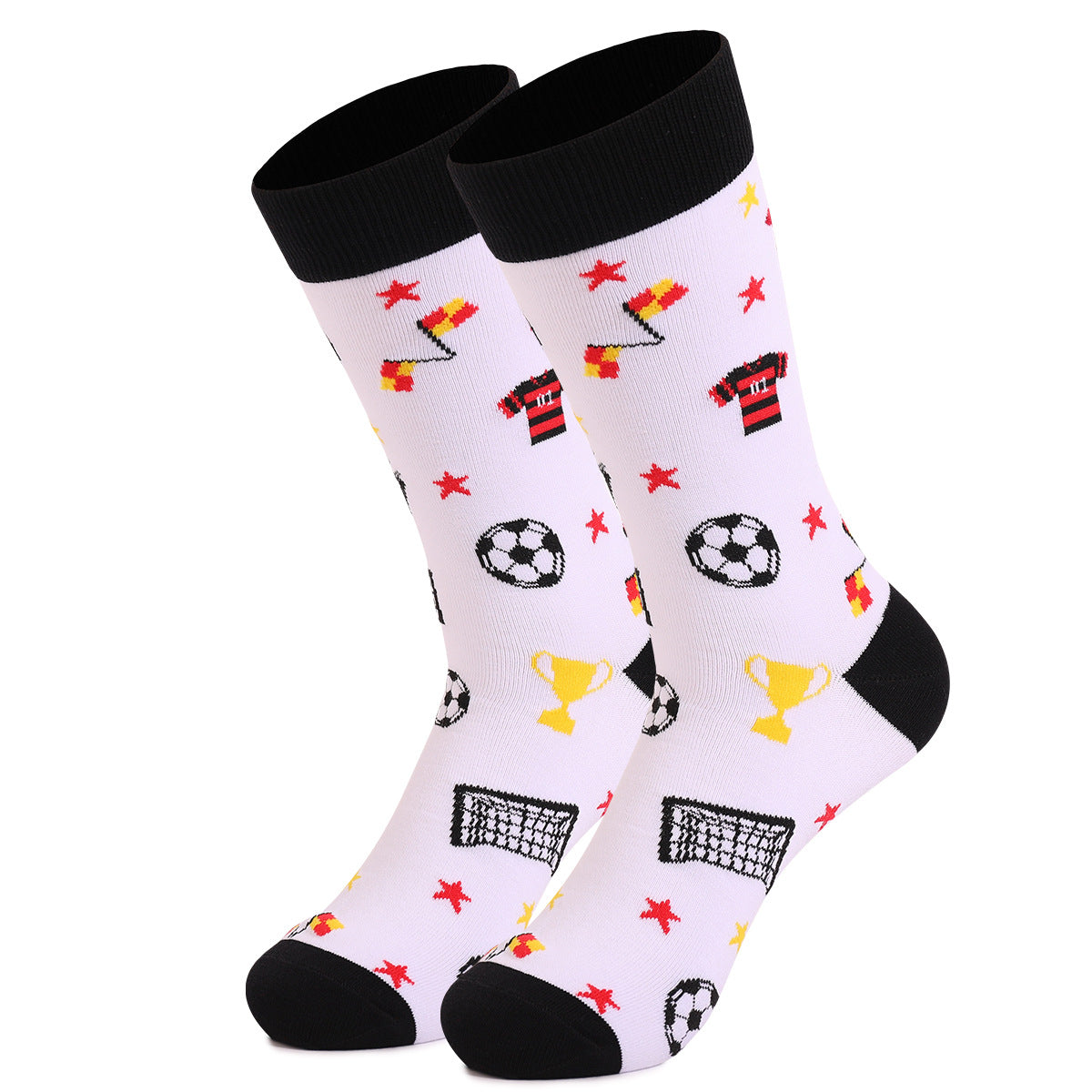 World Cup Football Men's Socks Medium Tube Socks Autumn and Winter Thickened Sports Socks Combed Cotton Men's Funny Socks