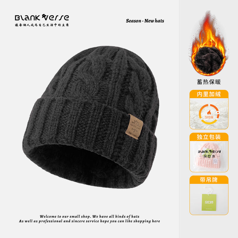 Solid Color Twist Female Autumn and Winter Student Warm Ear Protection Knitted Hat Couple Versatile Cold Hat