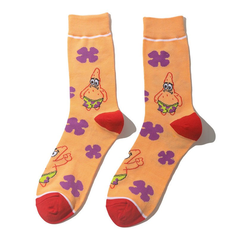 Men's SpongeBob SquarePants Women's Medium Tube Cartoon Men's Socks Anime Men's Movie Women's Personality Socks-5PRS