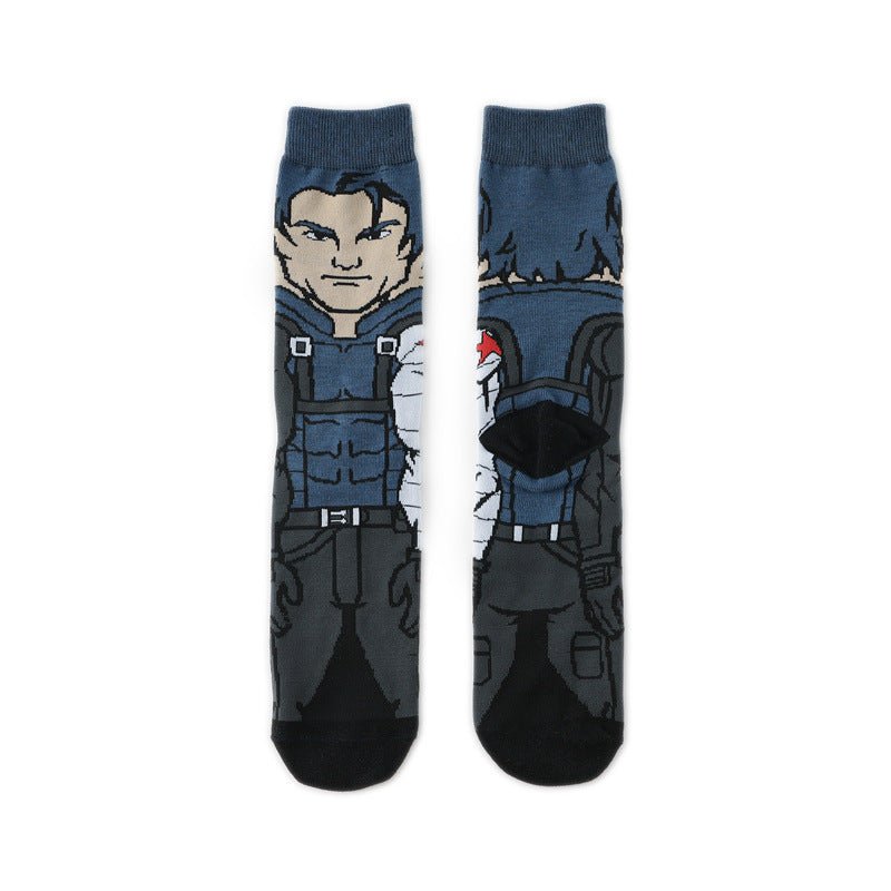 New Male Clown Medium Tube Cartoon Men's Socks Female Animation Socks Personalized Trend Skateboard Socks-5PRS