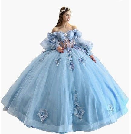 Floral One-Shoulder Tutu Dress with Bubble Sleeves - Spring Summer Elegant Party & Evening Wear