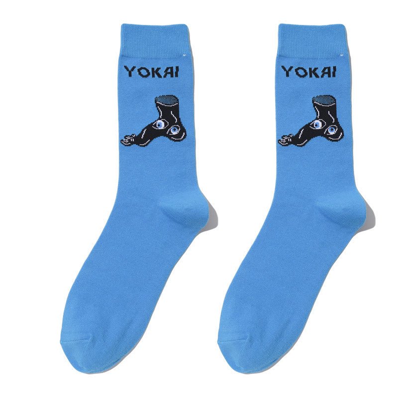 Male Japanese Monster Animation Socks Female Cotton Monster Story Sock Cartoon Personality Trend Boat Socks-5PRS