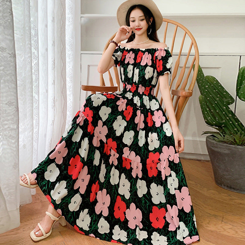 Prairie Dream Dress: Tiered Cotton Maxi - Cold Shoulder & Smocked Waist
