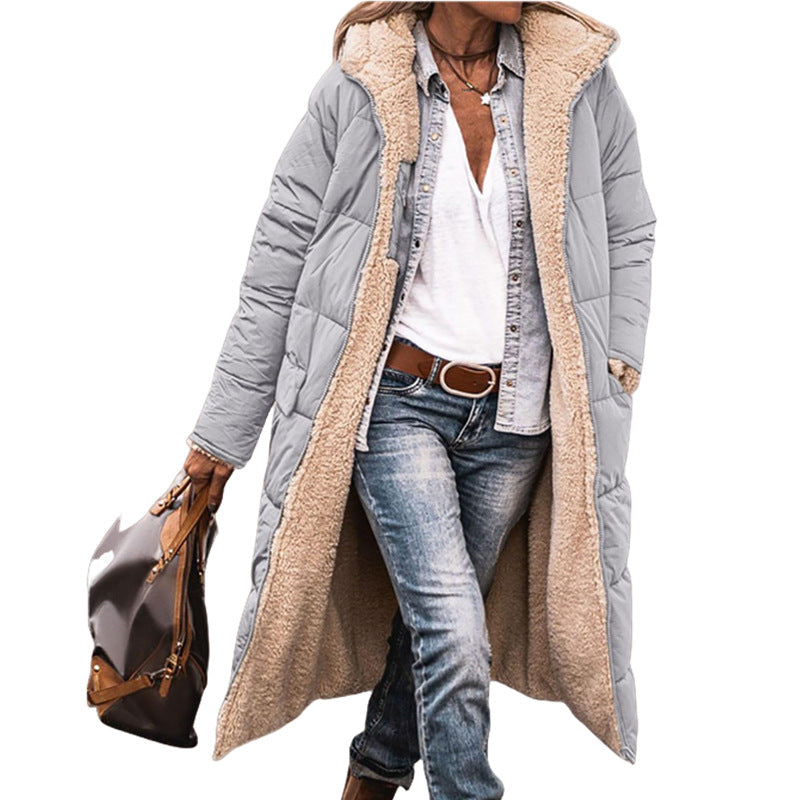 Solid Color Hooded Cotton Clothes, Long Sleeves, Double-sided Wear, Slim Fit, Eight Colors, Five Yards, Thickened Coat.