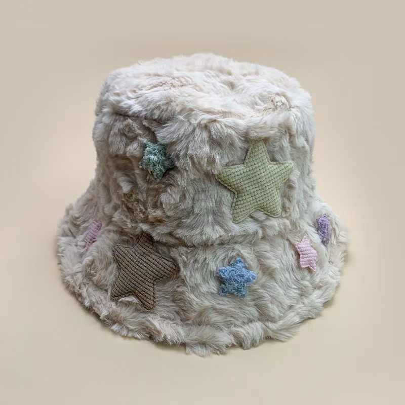 Fisherman's Hat Children Autumn and Winter Thickened Plush Cute Basin Hat Versatile Face Small Cold Hat