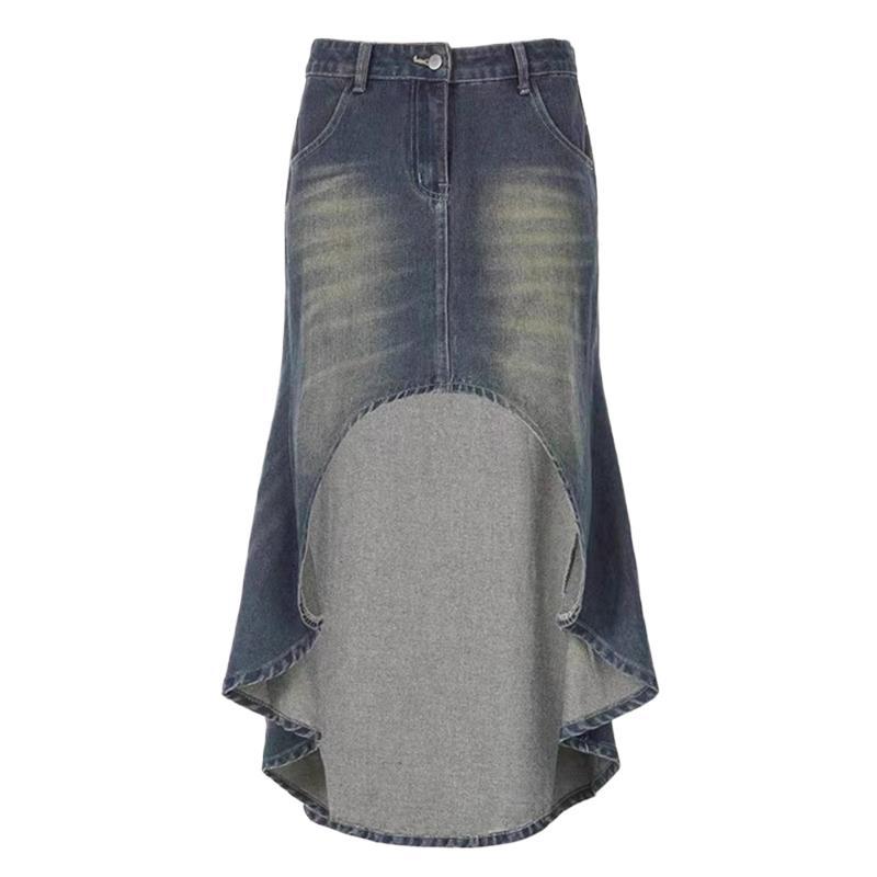 Micro Mini Denim Skirt - Y2K Vintage Wash w/ Slit