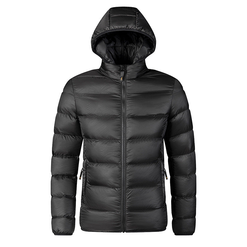 Men's Cotton-padded Clothes Are Simple and Casual, Light and Thin Men's Clothing, Solid-color Hooded Jacket, and Men's Short Cotton-padded Clothes.