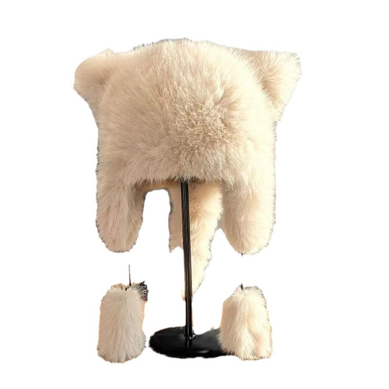Environmentally Friendly Hair Imitation Fox Hair Raccoon Thickened Warm Princess Fashionable Ear Protection Hat