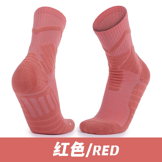 Professional Basketball Socks Men's Three-dimensional Wrapped Tennis Socks High Elastic Lycra Thickened Towel Bottom Medium Tube Sports Socks