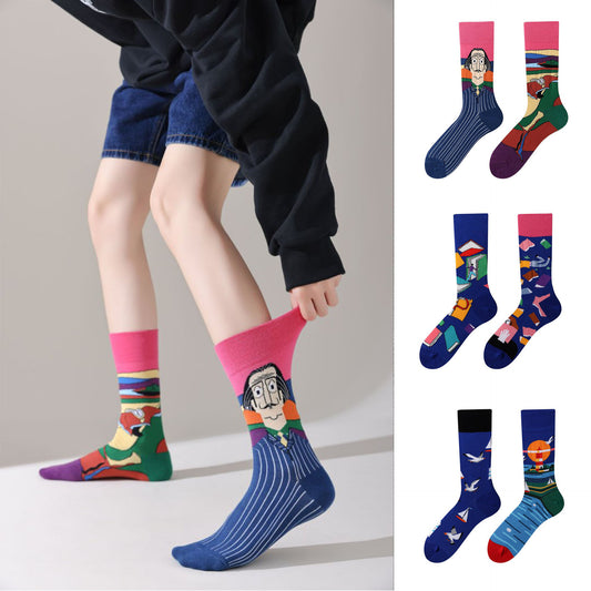 New Four Seasons Men's and Women's AB Original Design Asymmetrical Tide Socks Mandarin Duck Socks Street Tide Socks Cross-border
