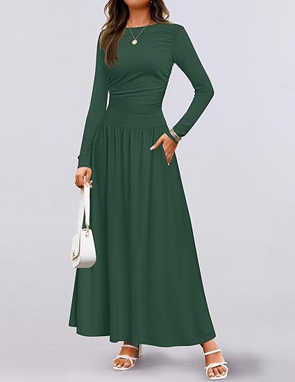 Sculptural Rib Knit Dress | Crew Neck & Pleat Pockets | Coffee Date Loungewear