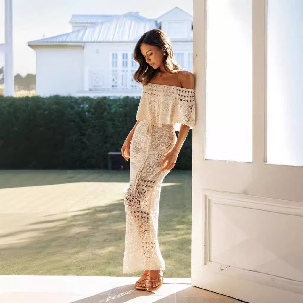 New Women's Clothing, Fashionable and Casual, Hollow Lace-up Shawl Dress, Long Dress.