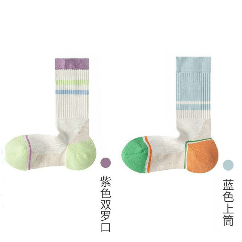 Professional Sports Socks Women's Medium Tube Socks Spring and Autumn Stockings Running Cycling Tennis Outdoor Autumn and Winter Towel Bottom Socks Women