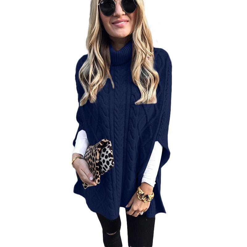 New Turtleneck Solid Color Street Hipster Sweater Loose Fashion Sweater Women's Shawl