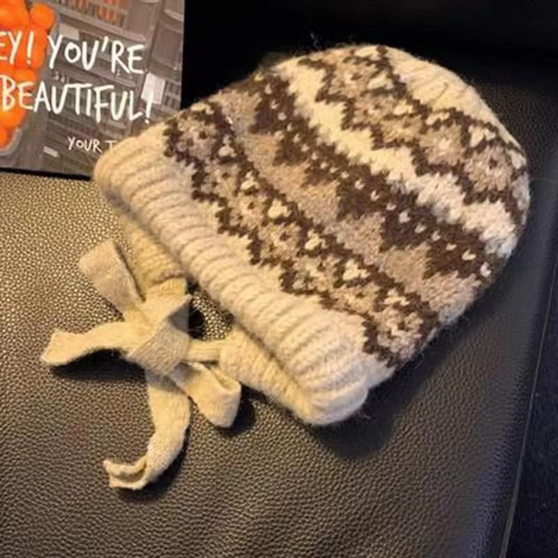 Fair Island Style Knitted Hat Children's Retro Dual-purpose Bag Hat Warm Wool Hat Ear Protection Street Style