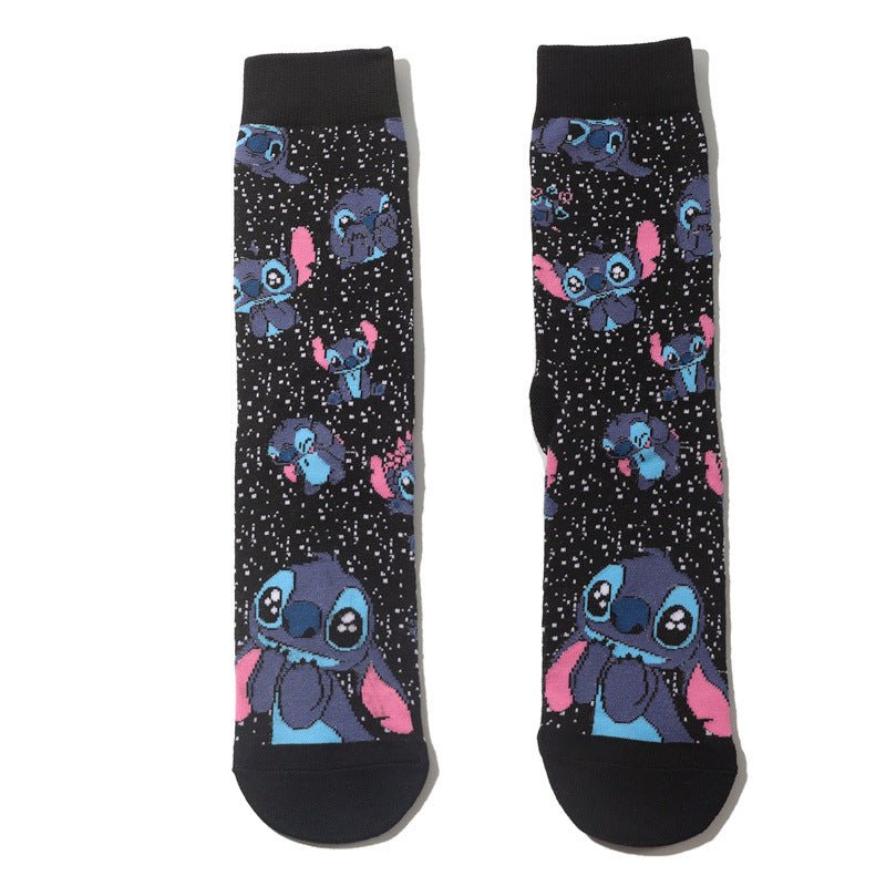 Men's Wholesale Trendy Socks Female Animation Cartoon Cotton Socks Comic Male Medium Tube Pirate Socks-5PRS