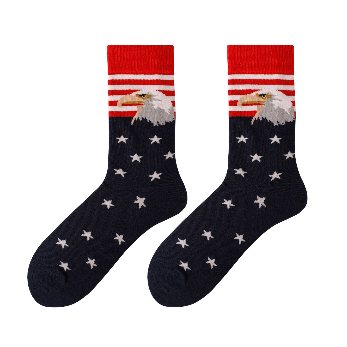 National Flag Veterans Day Explosion Plus Size Sweat-absorbing Women's Striped Cotton Socks Medium Tube Socks Men
