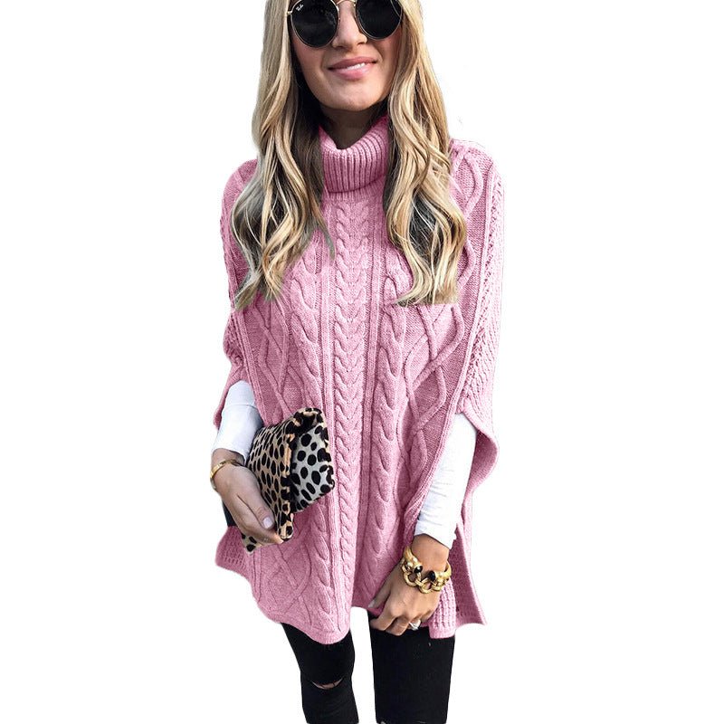 New Turtleneck Solid Color Street Hipster Sweater Loose Fashion Sweater Women's Shawl