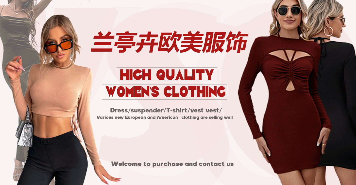 New Autumn Turtleneck Long-sleeved Fashion Splicing Straps Knots Slim Hip-wrapped Dress Women