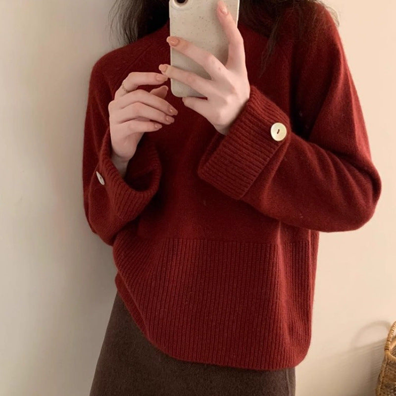 Loose Soft Waxy Comfortable and Thin Pullover Sweater Women's Lazy Style Long-sleeved Outer Wear Knitted Sweater