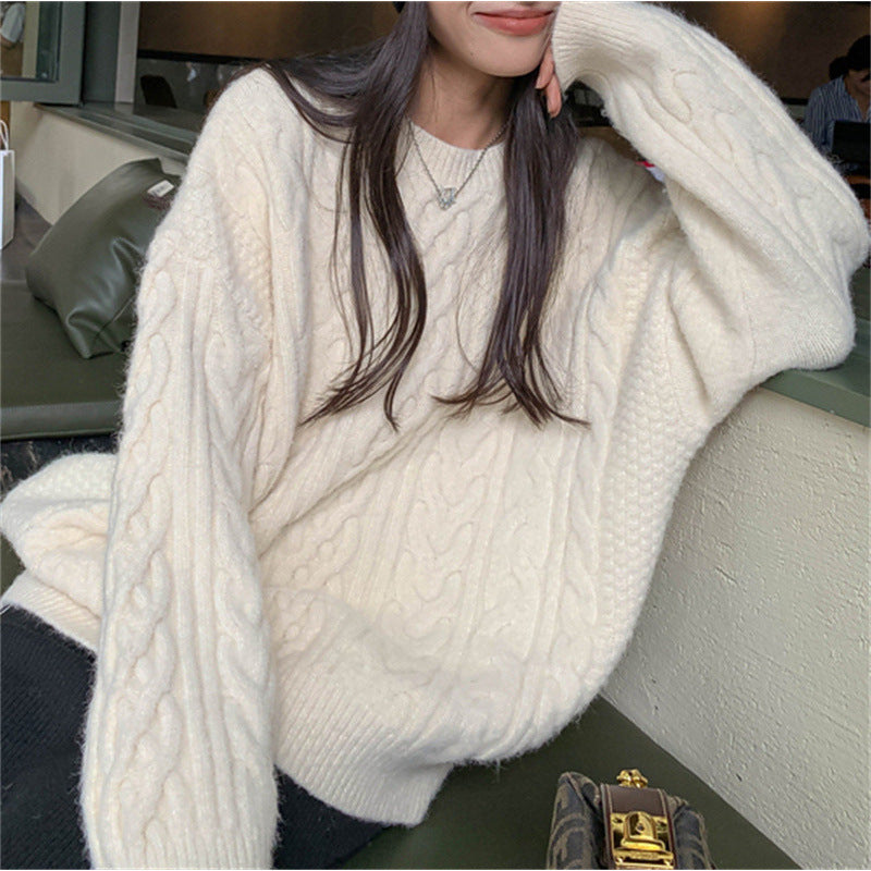 Loose and Gentle Wind Twist Pullover Women's New Thick Soft Waxy Lazy Wind Knitted Sweater